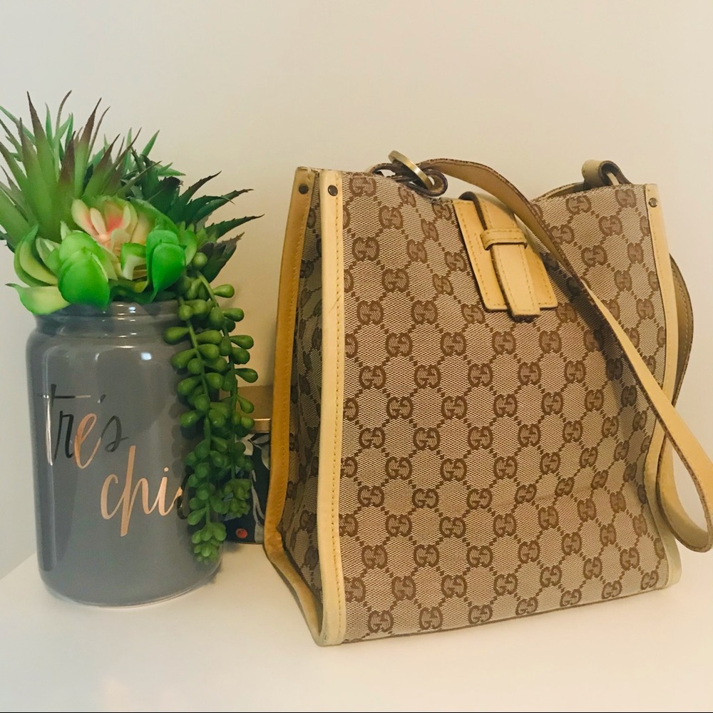 GUCCI | Great Shape! | TOTE ONLY! | GG SUPREME canvas & leather